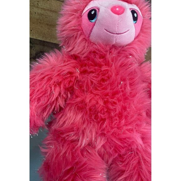 BUILD A BEAR Sloth Pink Sparkle Glitter Fuzzy Plush with Sticky Hands  18" - Picture 6 of 6